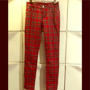 Banned red tartan jeans XS